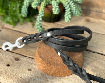 Custom Braided 7” K9 Leather Leash