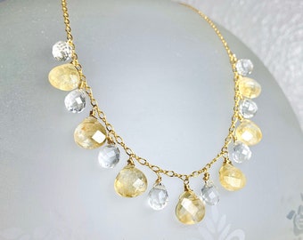 Canary yellow jewelry Quartz necklace Wedding Necklace Jewelry Gift Citrine Jewelry