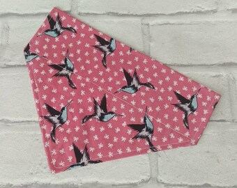 Cute doggy bandana for medium sized dog ie Vizsla or labrador. Slip on design. Dog fashion accessory Rainbow or swallows fabric