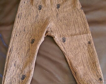 Stickman trousers, wood effect joggers, unisex Age 3-4, imaginative play, fancy dress, original quirky clothing