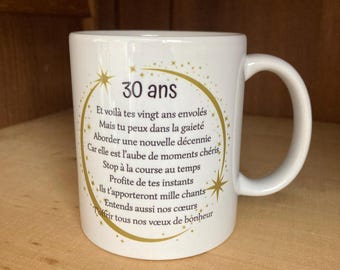 Mug personnalisé cadeau 30 ans