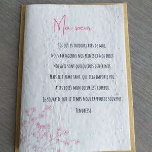 Meine Schwesterkarte, gesätes Papier