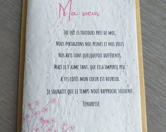 Meine Schwesterkarte, gesätes Papier