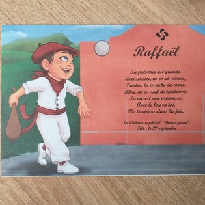 carte prénom Basque garçon fronton