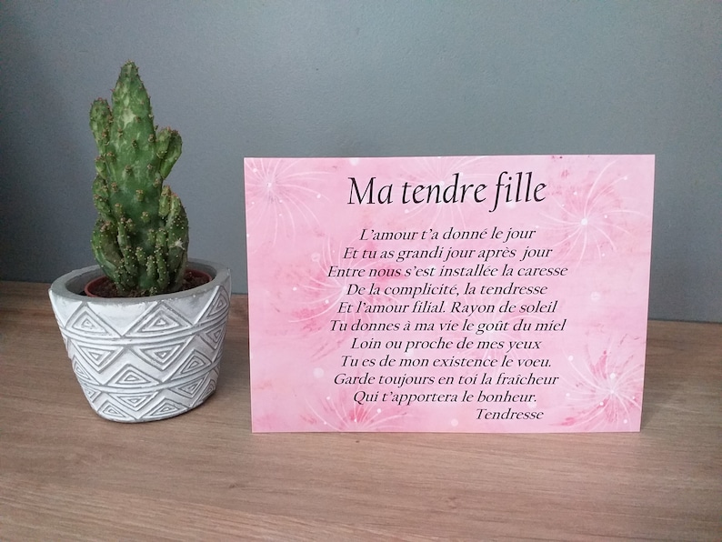 carte poème Maman Ma tendre fille