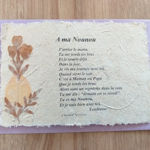 carte poème à ma nounou