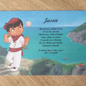 carte prénom Basque garçon mer