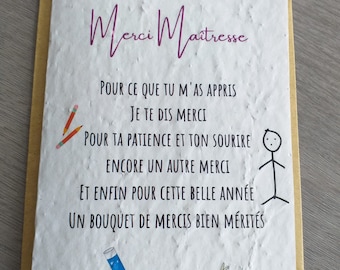 carte Merci Maîtresse, papier ensemencé