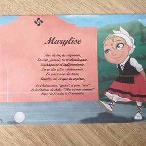 carte prénom Basque fille fronton
