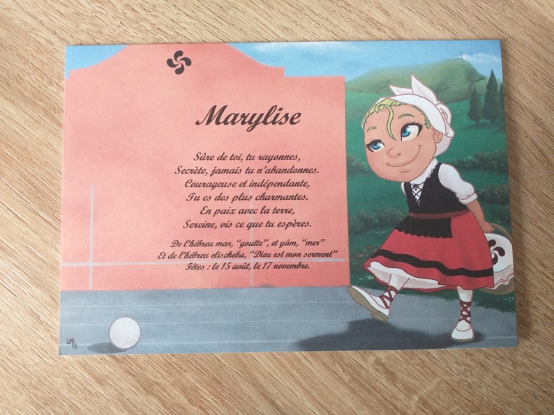 carte prénom Basque fille fronton