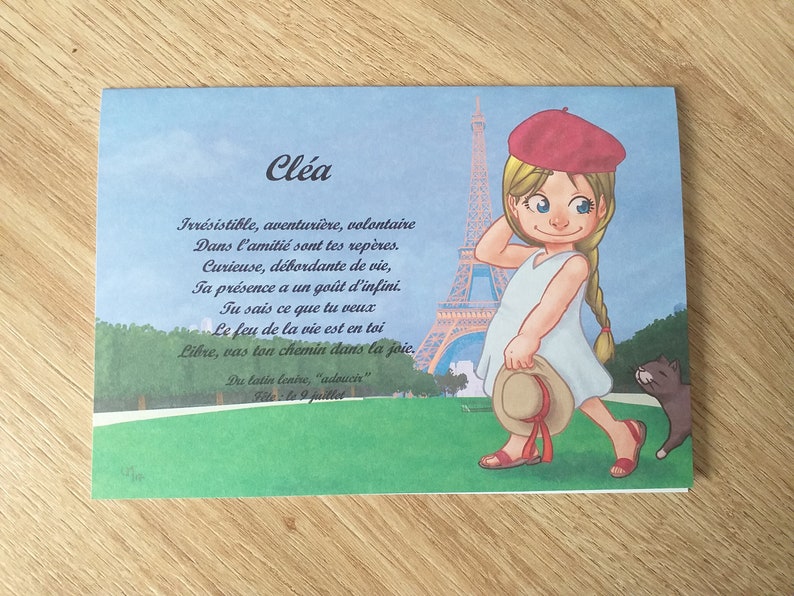 Carte postale prénom Paris fille
