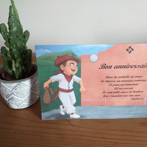 carte bon anniversaire thème basque garçon