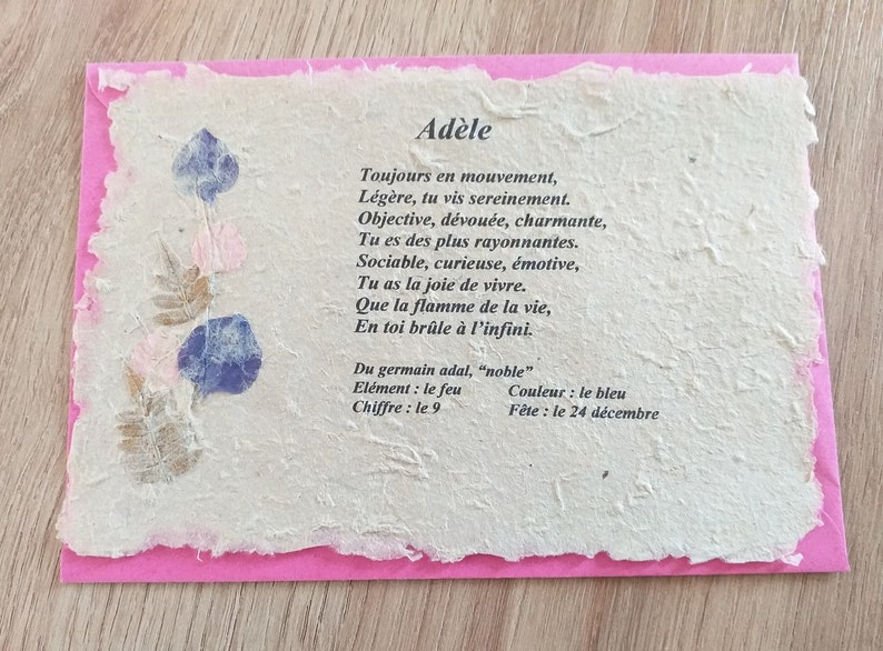 Carte Prénom sur papier antemoro image 2