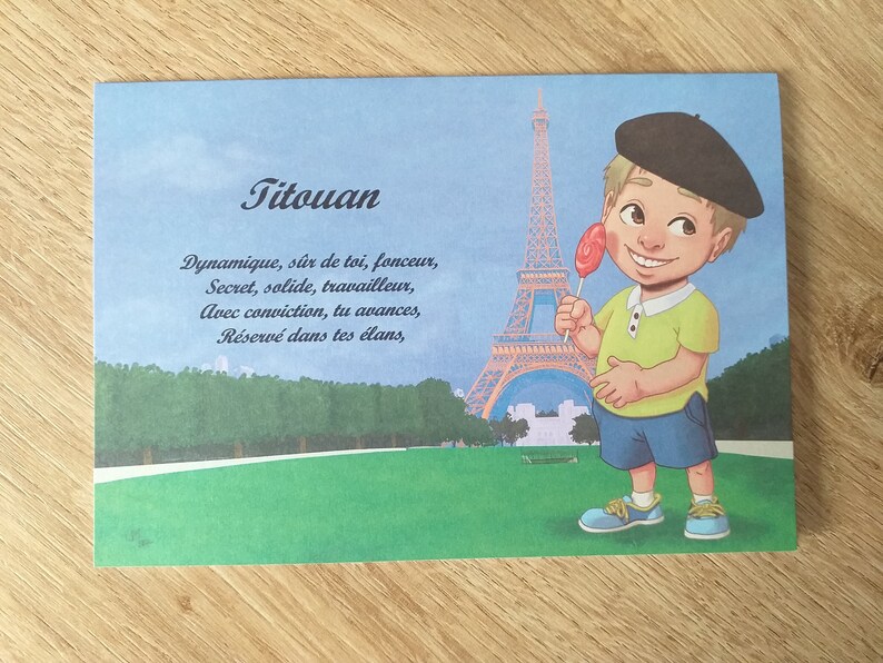 Carte postale prénom Paris garçon