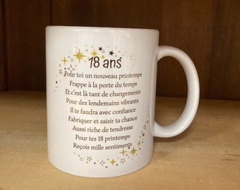 Mug personnalisé cadeau 18 ans