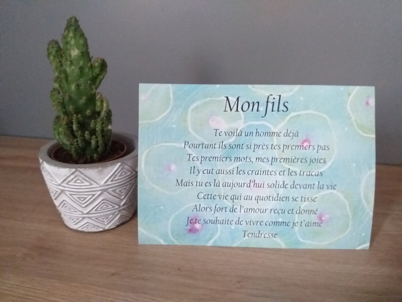 carte poème Maman Mon fils