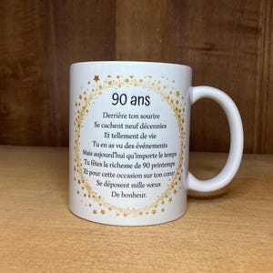 Mug personnalisé cadeau 90 ans