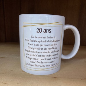 Mug personnalisé cadeau 20 ans