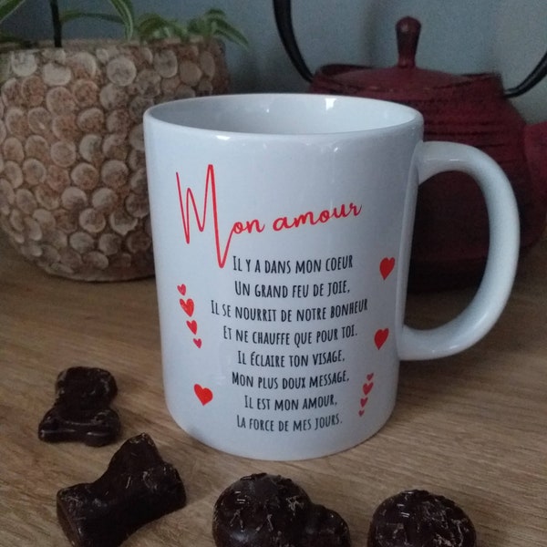 Mug mon amour, personnalisable, cadeau st valentin