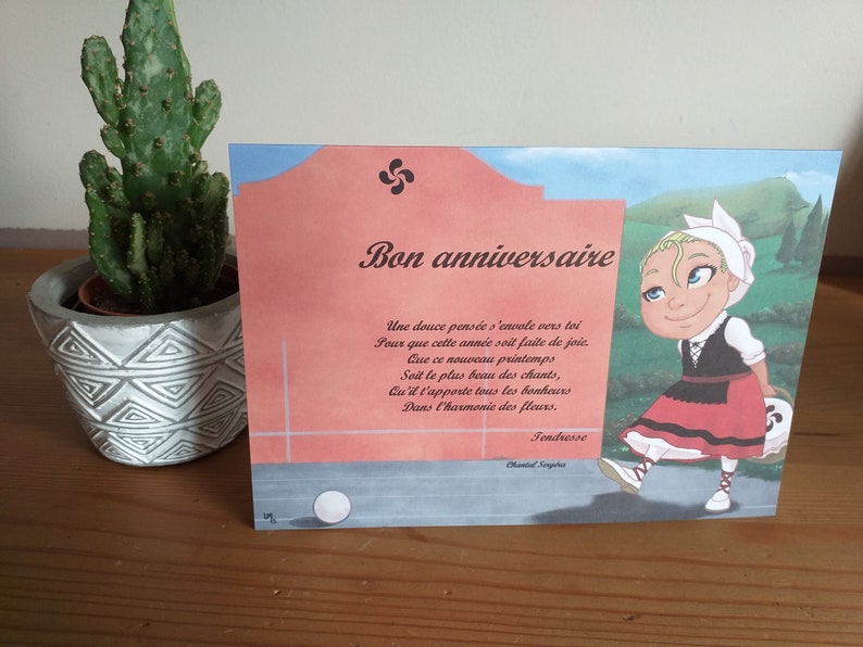 carte bon anniversaire thème basque fille