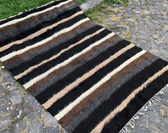 Handwoven Rug, Angora Kilim Rug, Blanket Rug, Turkish Rug, 188 x 132 cm = 6.1 x 4.3 Ft, Boho Decoration Rug, Vintage Rug, Free Shipping