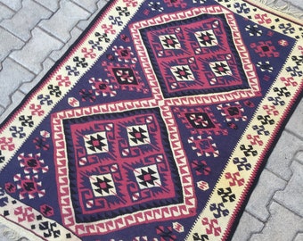 Handwoven Kilim Fine Weave Kilim Turkish rug Wall Hanging Rug Bohemian Floor Rug Vintage Rug FREE SHIPPING, 148 x 100 = 4.8 x 3.2 ft