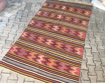 Handwoven Turkish Rug Boho Decorative Rug Vintage Large Rug Colorful Rug FREE SHIPPING, 265 x 145 cm = 8,6 x 4,7 ft