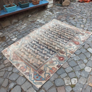 Turkish Rug, Vintage Rug, Oushak Rug, 179 x 123 cm = 5.8 x 4 Ft, Pastel Rug, Bohemian Rug, Soft Color Rug, Rug Carpet, Free Shipping