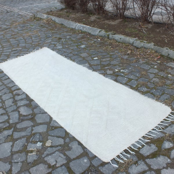 Angora Teppich, Teppich Läufer, türkische Teppich, Flur Teppich, 211 x 76 cm = 6,9 x 2,4 Ft, Boho Teppich, Vintage Teppich, Dekoration Teppich, kostenloser Versand