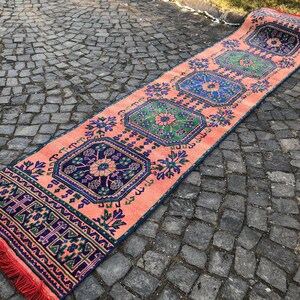 orange runner rug hallway rug turkish rug vintage rug 376 x 84 cm // 12.3 x 3 ft wedding rug corridor rug bohemian rug free shipping