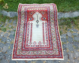 Turkish rug, Vintage rug, Oriental rug, Bohemian rug, 131 x 94 cm =4.2 x 3 ft, Handmade rug, Anatolian rug, Area rug, Free shipping