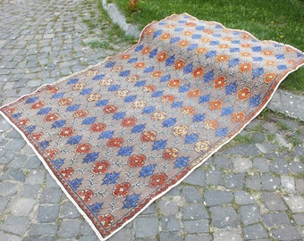 Turkish Rug, Vintage Rug, Hand Knotted Rug, Bohemian Rug, 230 x 150 cm = 7.5 x 4.9 Ft, Anatolian Orange Rug, Etsy Rug, Free Shipping