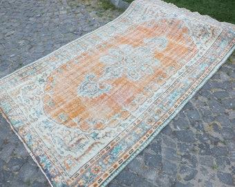 Alfombra turca de gran tamaño, alfombra grande hecha a mano vintage, 275 x 168 cm a 9,1 x 5,5 pies, alfombra de salón, alfombra de comedor, alfombra de área de Oushak, envío gratuito