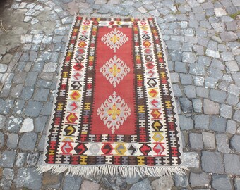 Turkish Kilim, Kilim Rug, Flatweave Rug, Handwoven Rug, Vintage Rug, 171 x 97 cm = 5.6 x 3.1 Ft, Wool Rug, Oriental Area Rug, Free Shipping