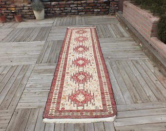 Vintage Rug Runner, Silk Soumak Rug, Large Rug, Kurdish Rug, 280 x 73 cm = 9.1 x 2.3 ft, Hallway Rug, Turkish Runner, Kitchen Rug