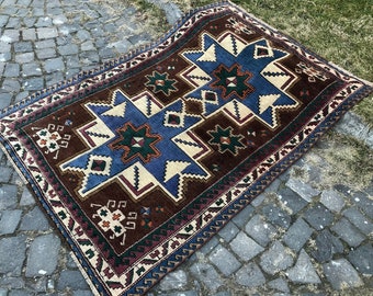 Turkish Area Rug Kurdish Wool Rug Handmade Rug 184 x 123 cm = 6 x 4 Ft Vintage Bohemian Caucasian Carpet Free Shipping