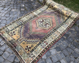 Alfombra turca, Alfombra Oushak, Alfombra vintage, 205 x 122 cm = 6.7 x 4 pies, Alfombra Boho, Alfombra con nudos a mano, Alfombra de área, Alfombra hecha a mano, Envío gratis