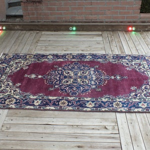 Hand Knotted Rug, Turkish Purple Rug, Anatolian Wool Rug, Bohemian Floor Rugs, Oriental Area Rug, 199 x 112 cm 6.5 x 3.6 ft, FREE SHİPPİNG image 8