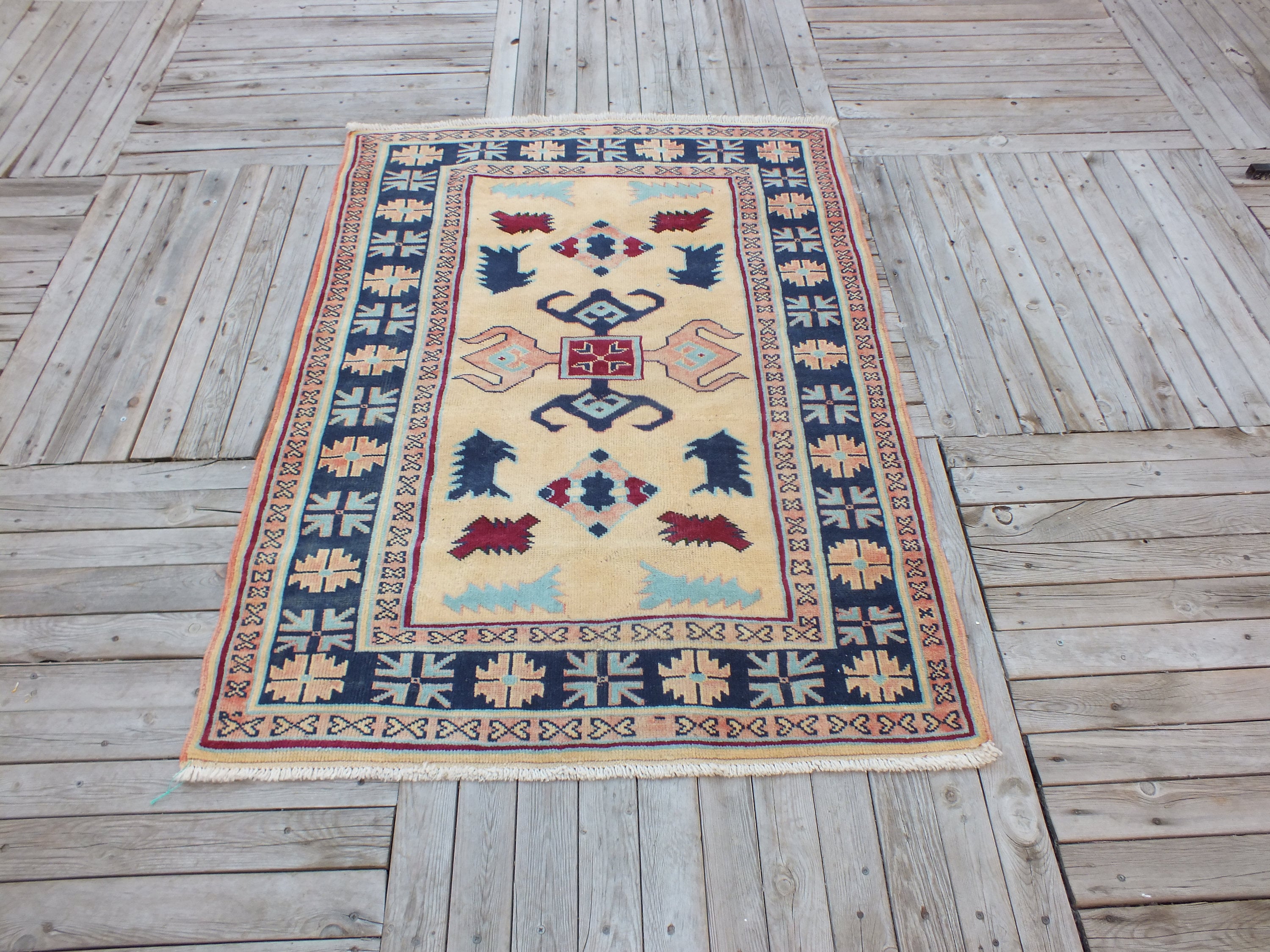 Oushak Rug, Turkish 5.7 X 4.1 Ft, Vintage Area Nomadic Anatolian Kilim Hand Nouted Rug, Etsy Free Sh