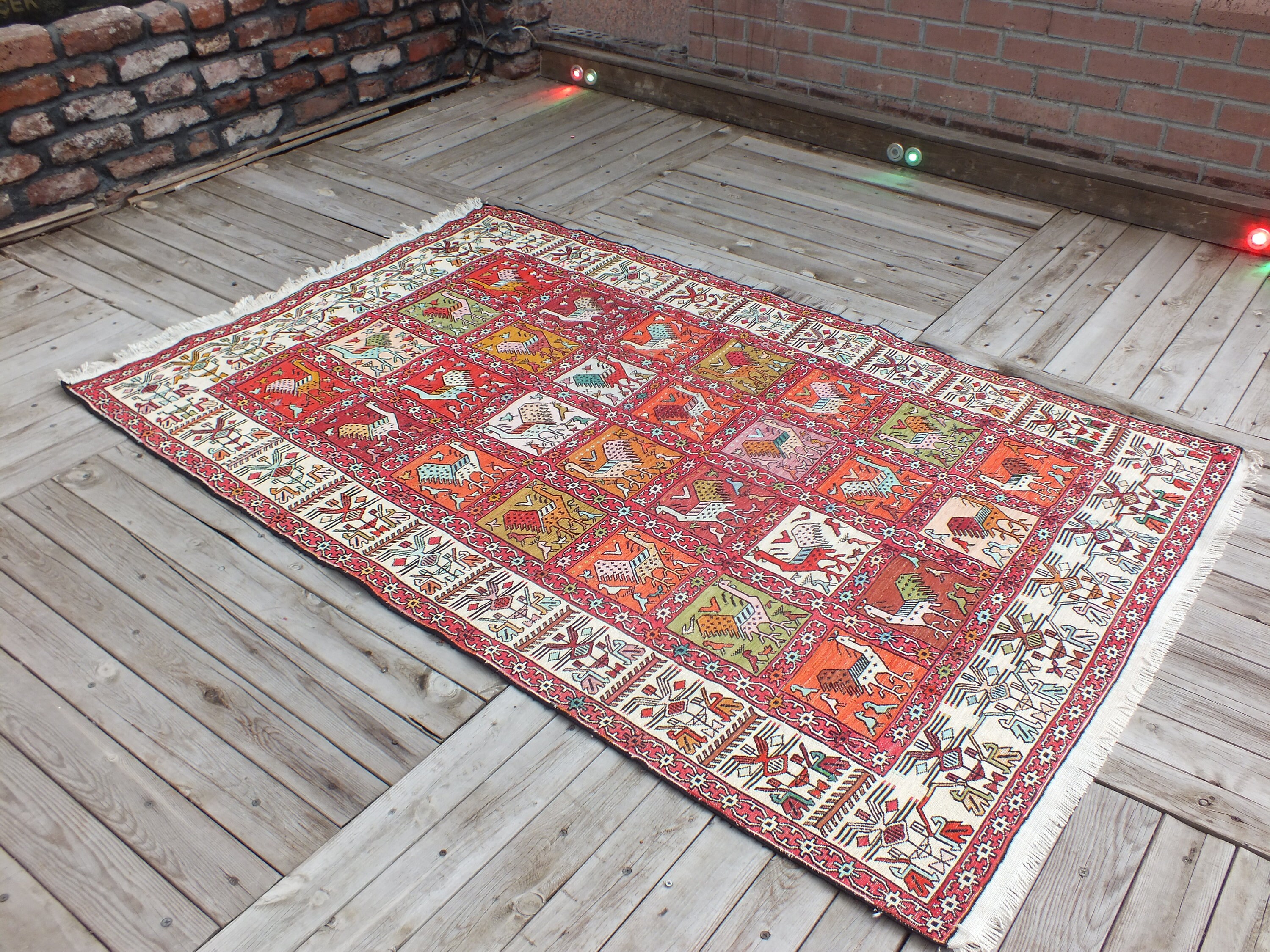 Tapis en Soie, Tapis Turc, Vintage, 185 X 120 cm - 6 3, 9 Pieds, Kurde, Soumak, Boho, Orange, de Sol