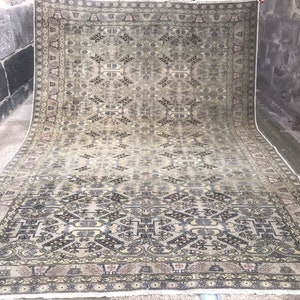 Oversized Turkish Rug - 11x7 ft Pastel Oushak Wool Rug, Handmade Vintage Area Carpet, Large Living Room Decor