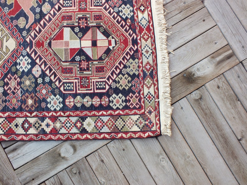 Turkish Rug, Kurdish Soumak Rug, 207 x 130 cm 6,7 x 4,2 ft, Bohemian Floor Rugs, Vintage Rug, Handmade Rug, Embroidered Rug, FREE SHIPPING image 9