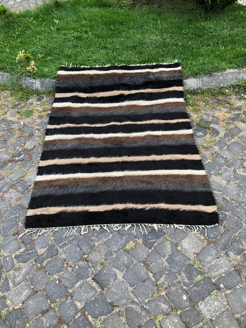 Handwoven Rug, Angora Kilim Rug, Blanket Rug, Turkish Rug, 188 x 132 cm 6.1 x 4.3 Ft, Boho Decoration Rug, Vintage Rug, Free Shipping image 4