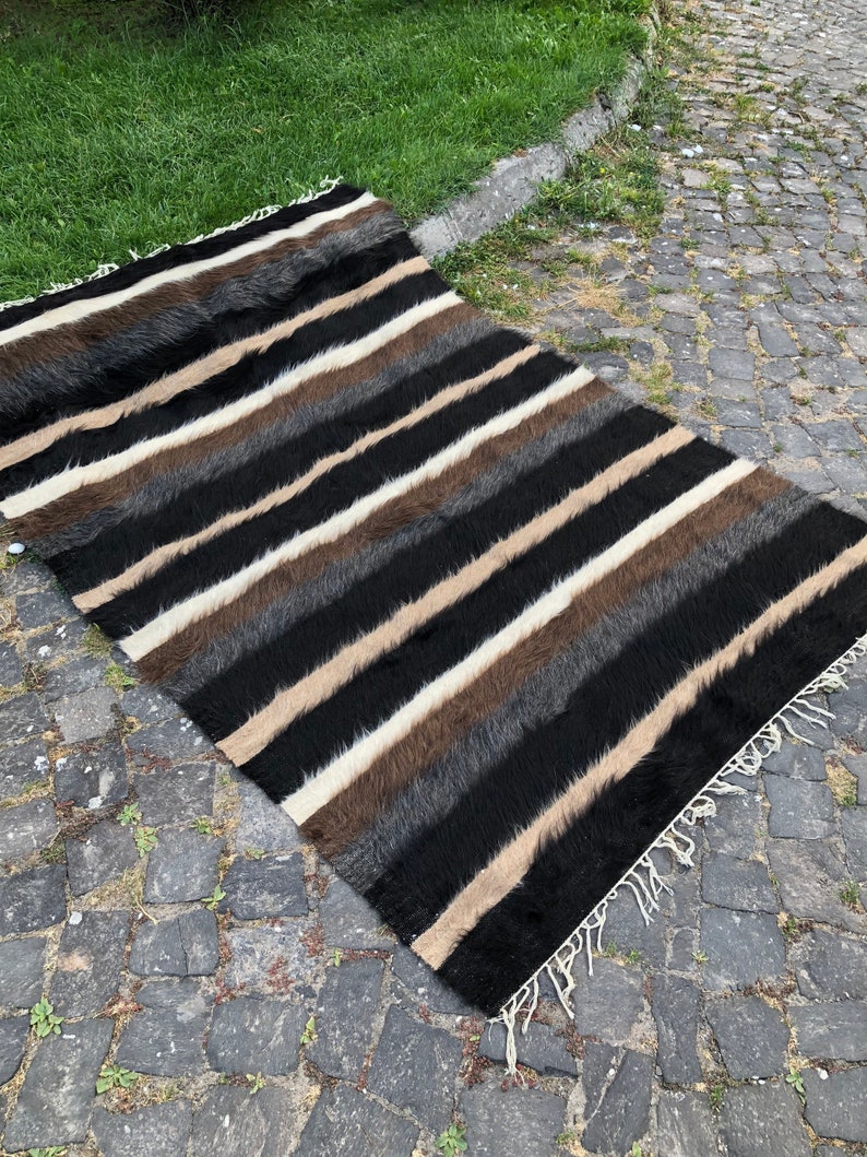 Handwoven Rug, Angora Kilim Rug, Blanket Rug, Turkish Rug, 188 x 132 cm 6.1 x 4.3 Ft, Boho Decoration Rug, Vintage Rug, Free Shipping image 1