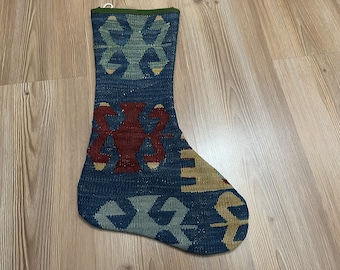 turkish socks kilim stockings santa claus gifts xmas stockings decorative socks blue boho stocking 47 x 28 cm = 1.5 x 0.9 Ft