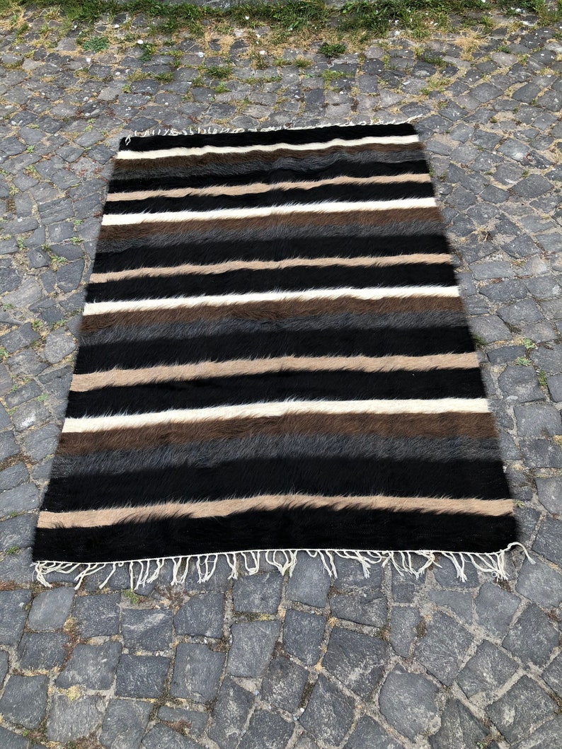 Handwoven Rug, Angora Kilim Rug, Blanket Rug, Turkish Rug, 188 x 132 cm 6.1 x 4.3 Ft, Boho Decoration Rug, Vintage Rug, Free Shipping image 8