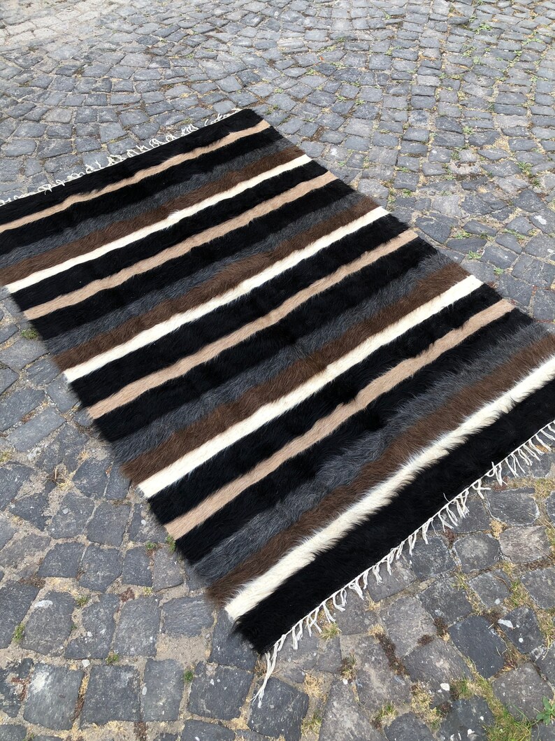 Handwoven Rug, Angora Kilim Rug, Blanket Rug, Turkish Rug, 188 x 132 cm 6.1 x 4.3 Ft, Boho Decoration Rug, Vintage Rug, Free Shipping image 6