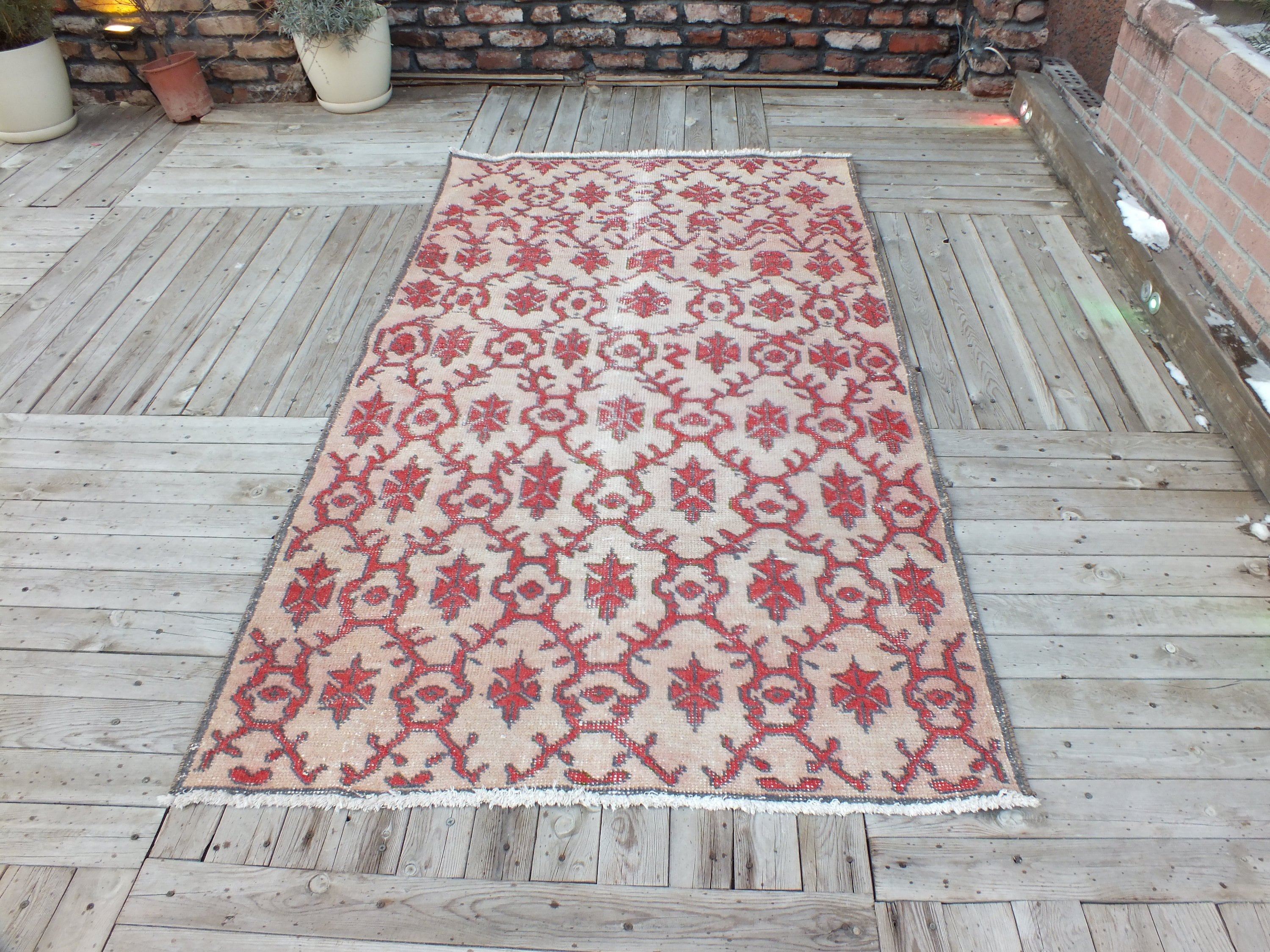 Tapis d'accent Tapis Turc, Vintage, Rouge Home de Décoration, d'entrée en Turquie, Chambre Faits à L