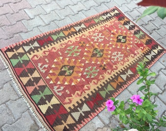 Rug de área, Alfombra Kilim, Alfombra turca, Alfombra Vintage, Alfombras hechas a mano, 162 x 92 cm a 5.3 x 3 pies, Alfombra de lana, Alfombra tejida a mano, Envío gratuito