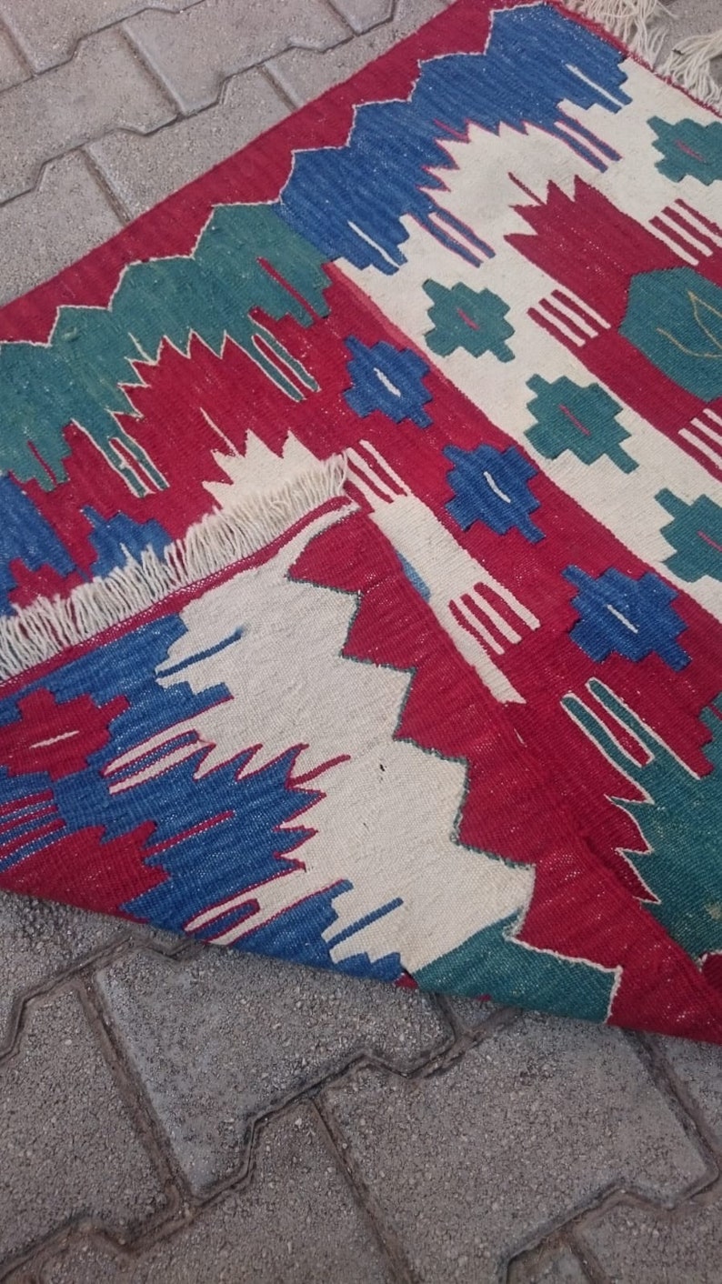 Anatolian Rug Home Decor Turkish Kilim 105 X 87 cm = 3,4 x 2,8 ft Free Shipping Kilim Rug Small Kilim Boho Rug Vintage Kilim